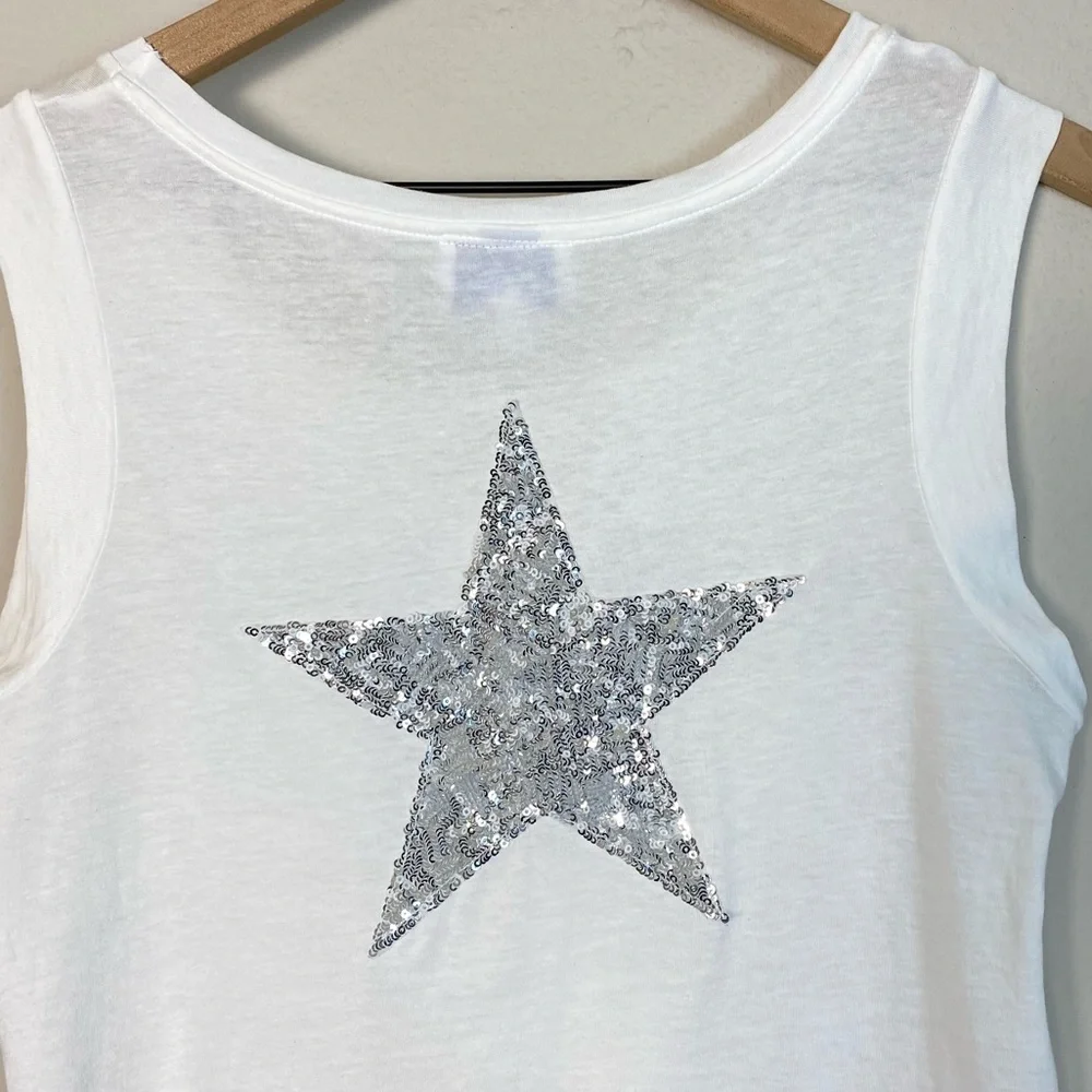 Koch Stars & Ice Cream Sequin White Cotton Tank